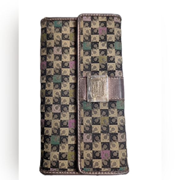 Liz Claiborne Handbags - Liz Claiborne Brown Monogram Wristlet with Green and Pink Accents